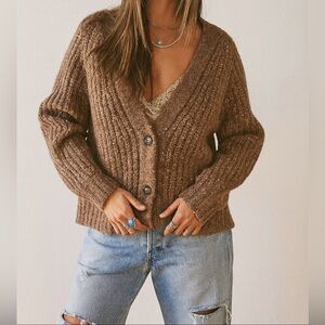 Lucky Brand chunky brown button wool shaker cardigan sz M women’s knitted cozy m